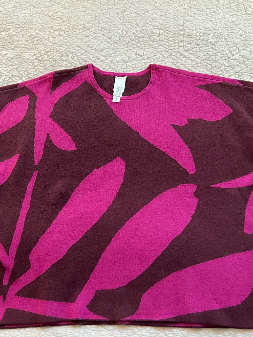 Wynne… Floral Crewneck Sweater in Magenta and Dark Brown
